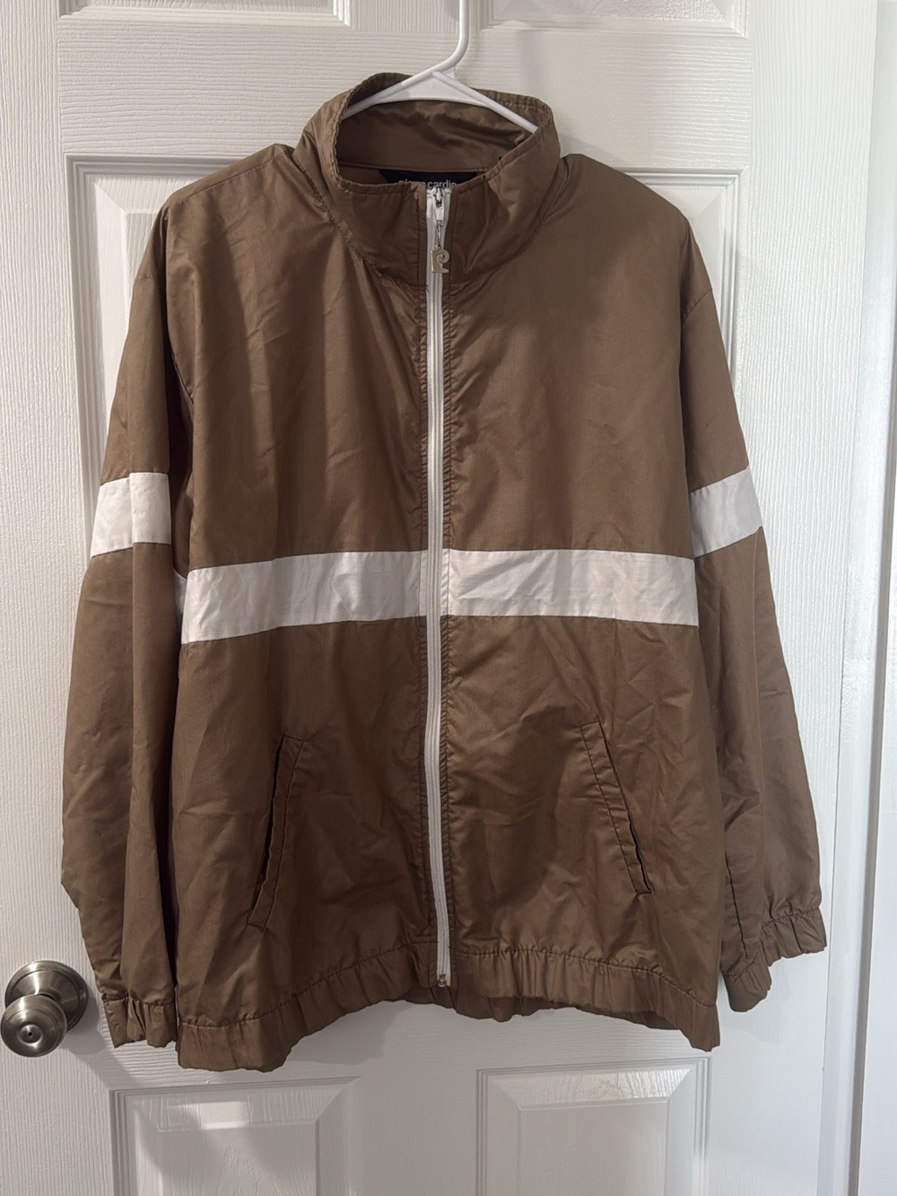 Pierre Cardin Brown Windbreaker with White Stripe